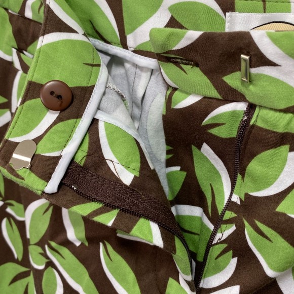 Talbots Leaves Pattern Stretch Crop Pants Size 10 Brown Green White - Picture 4 of 6